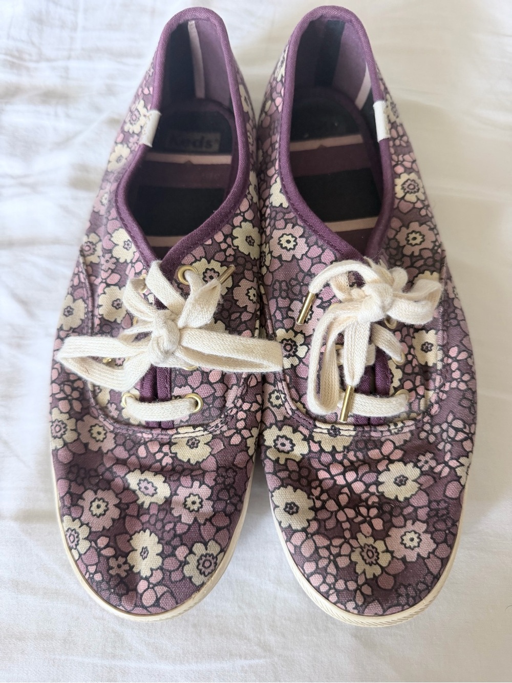 Floral Canvas Slip-On Sneakers in Purple and Cream Keds/Kate Spade